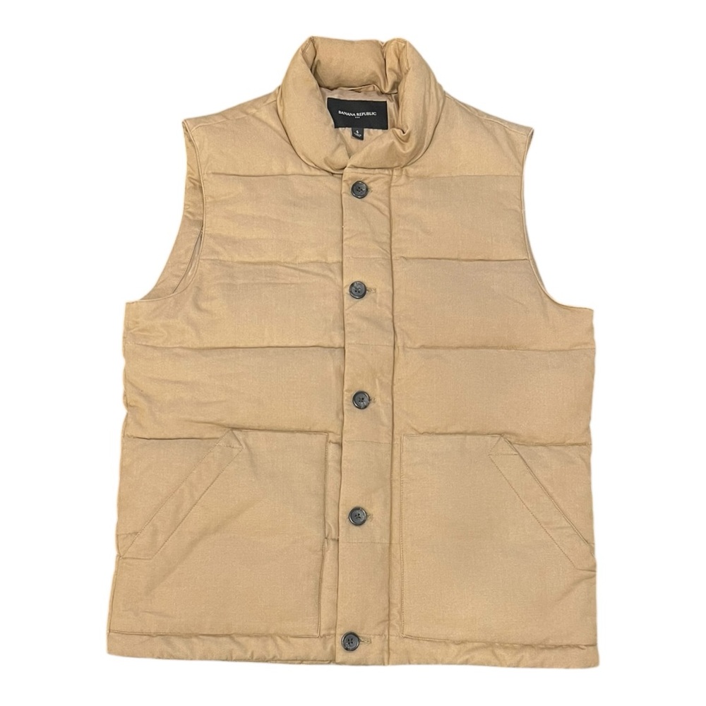 Banana Republic Men's Brown Tan Vest Insulated Size Small Button & Zip - Picture 1 of 6